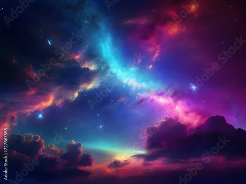 A colorful cloud in the sky at night background