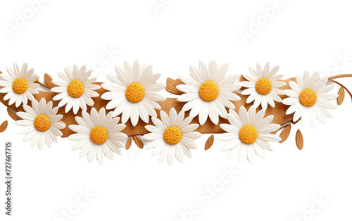 Natural Bloom Garland Decoration on White or PNG Transparent Background.