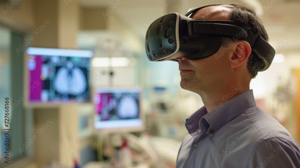 Healthcare Professional with VR in Hospital Healthcare Professional with VR in Hospital