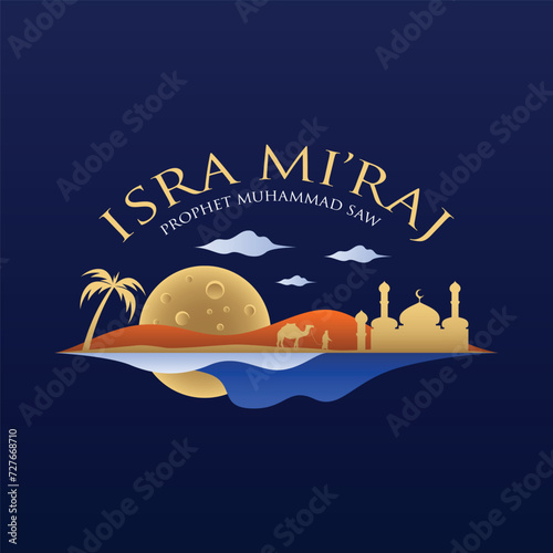 vector flat, gradient background for isra miraj banner template