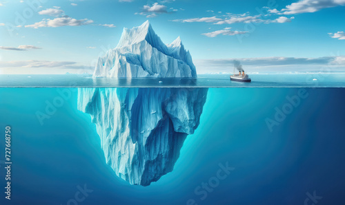 Tip of the iceberg. Hidden Challenges: The Iceberg Effect in Problem-Solving Background photo