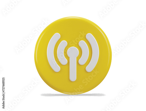 3d network signal icon with circle button icon vector illustration
