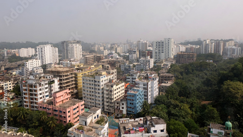  A beautiful sunny view of chittagong city. Top view of chittagong or chattogram city,Bangladesh .skyline of chattogram city.