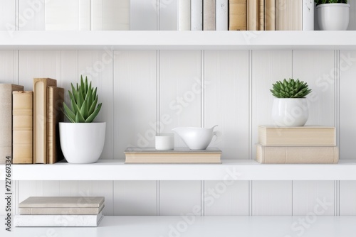 Modern Shelf Decor with Books and Plants