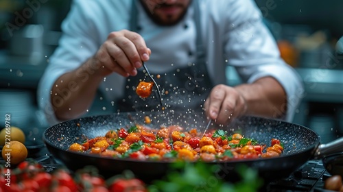 Chef Seasoning Dish with Precision