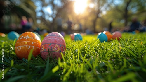Painted Eggs on Sunny Spring Day