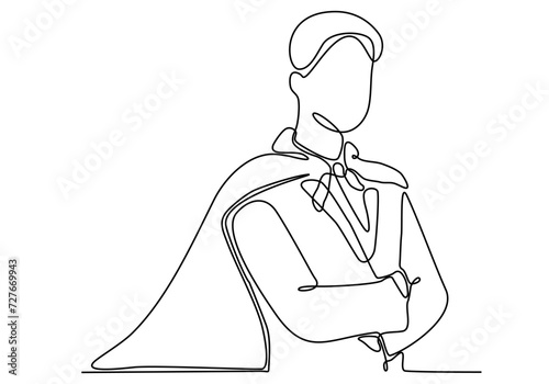 continuous line of super hero men