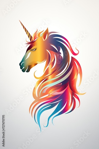 Cute unicorn face in flat style for clothes or as logotype, badge, icon, card, poster, t-shirt, invitation, banner template