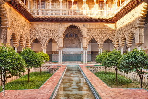 Courtyard in the Royal Alcazar of Seville  Real Alcazar de Sevilla   Seville