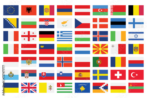 Set of all europe flags