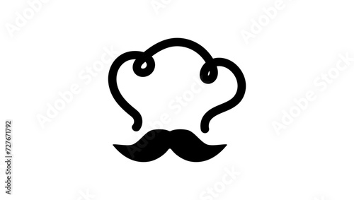 baker logo,chef hat and mustache,  black isolated silhouette