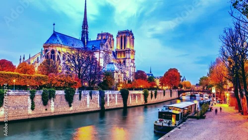Notre-Dame de Paris. Eiffel Tower in Paris France. Stunning view of the Paris landscape photo