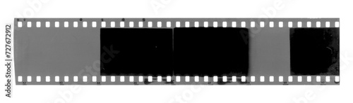 Strip of old exposed celluloid film isolated on transparent background