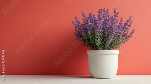 Rosemary in a minimalist style pot isolated on a simple pink background. This professional image consists of a subtle gradient. soft shadows It emphasizes the overall elegance of the scene.