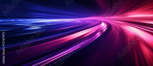 Abstract radiant light rays creating a dynamic sense of speed and movement in vibrant blue and pink. abstract art background image with smooth lines mystery blue color motion curve. Generative ai