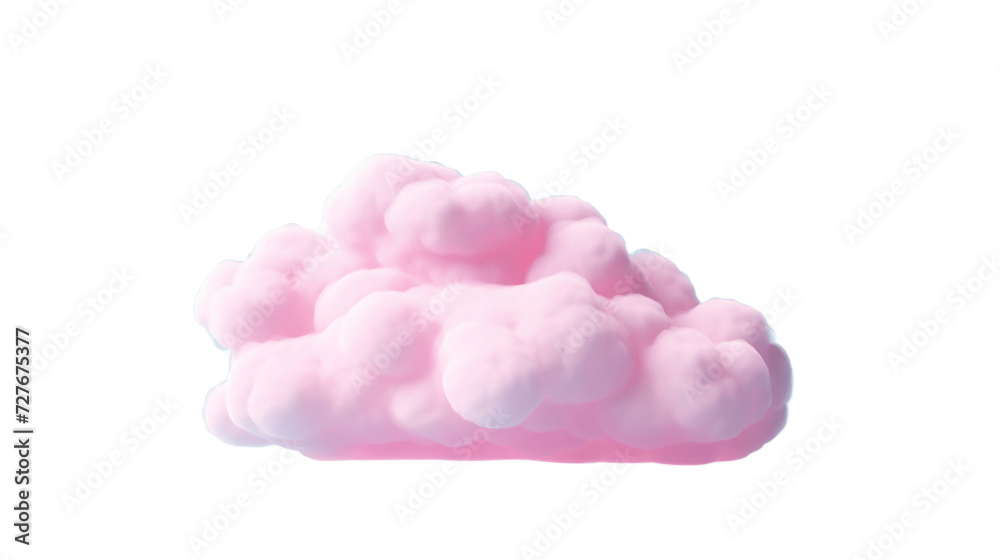 Pink fluffy cloud on a transparent background.