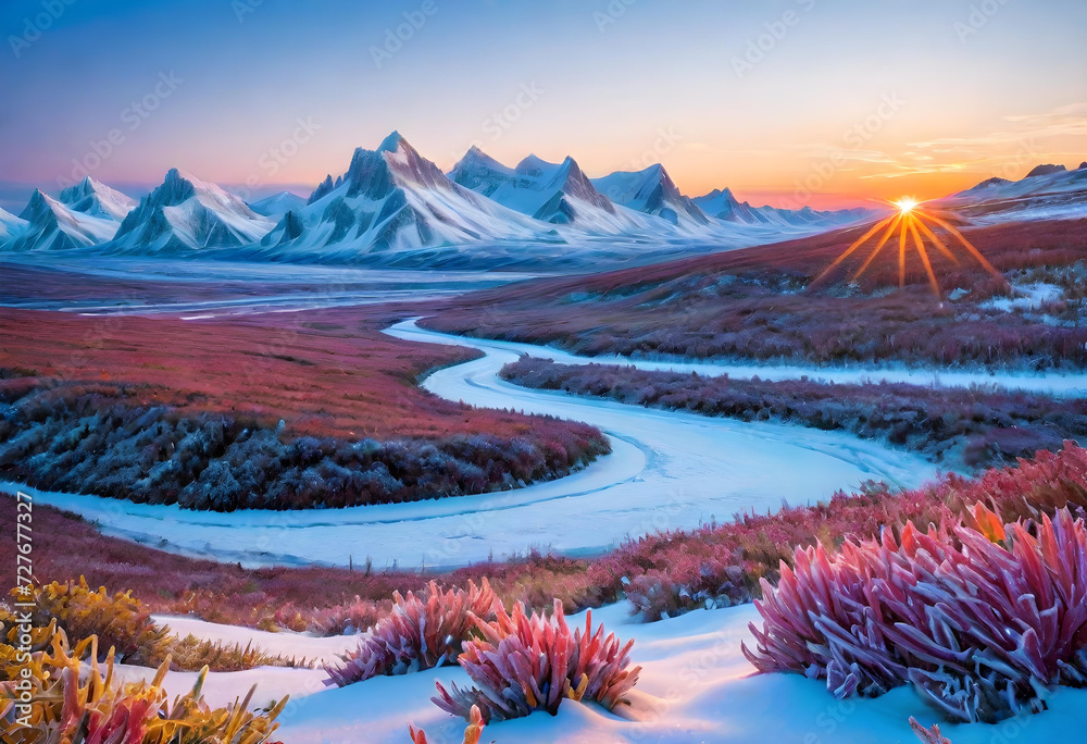 Frozen Tundra. Arctic. Ice. Snow. Barren Landscape. Tundra Region ...