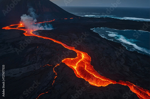 fire in the volcano landscape