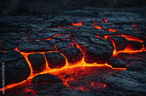 fire in the volcano texture aerial view