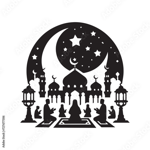 mosque silhouette of in black background