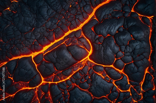 fire in the volcano texture aerial view