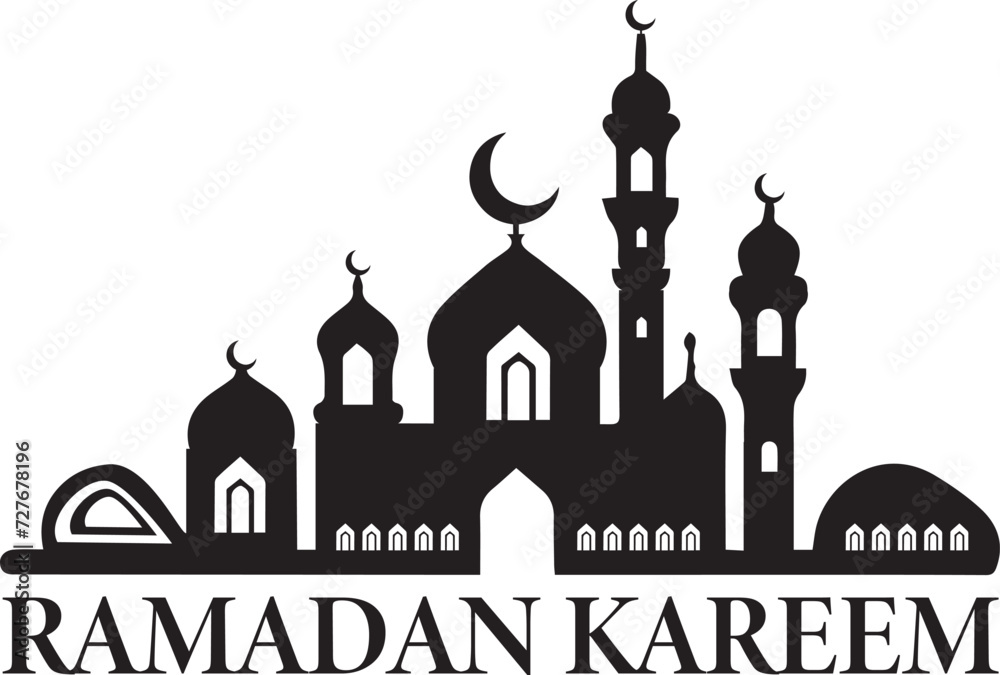 Ramadan Kareem silhouette of mosque in black, mosque, mubarak, muslim,  ramadan,