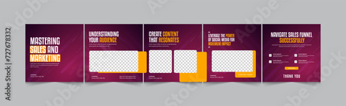 Sales marketing Instagram carousel, modern and minimal gradient carousel banner design template, eps vector illustration