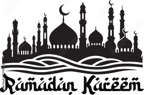 Ramadan Kareem silhouette of mosque in black, mosque, mubarak, muslim,  ramadan,