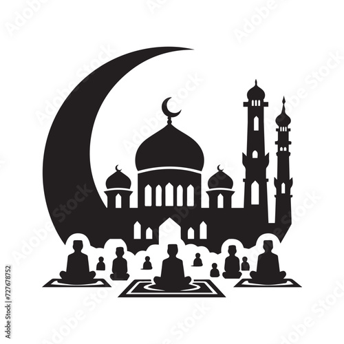 mosque silhouette of in black background