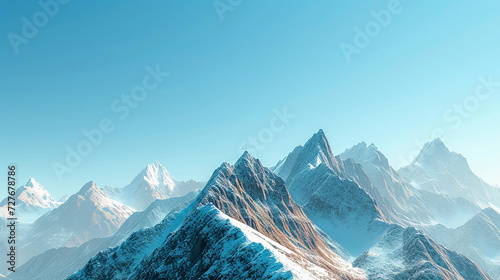 mountain peaks, each progressively taller, under a clear blue sky, reflecting the concept of growth as a journey with increasing challenges and achievements