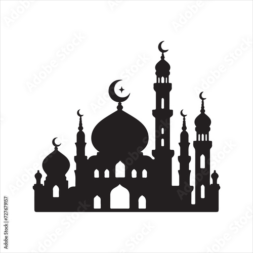 mosque silhouette of in black background