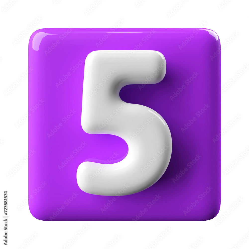 5 number purple 3d render 5 number purple 3d render