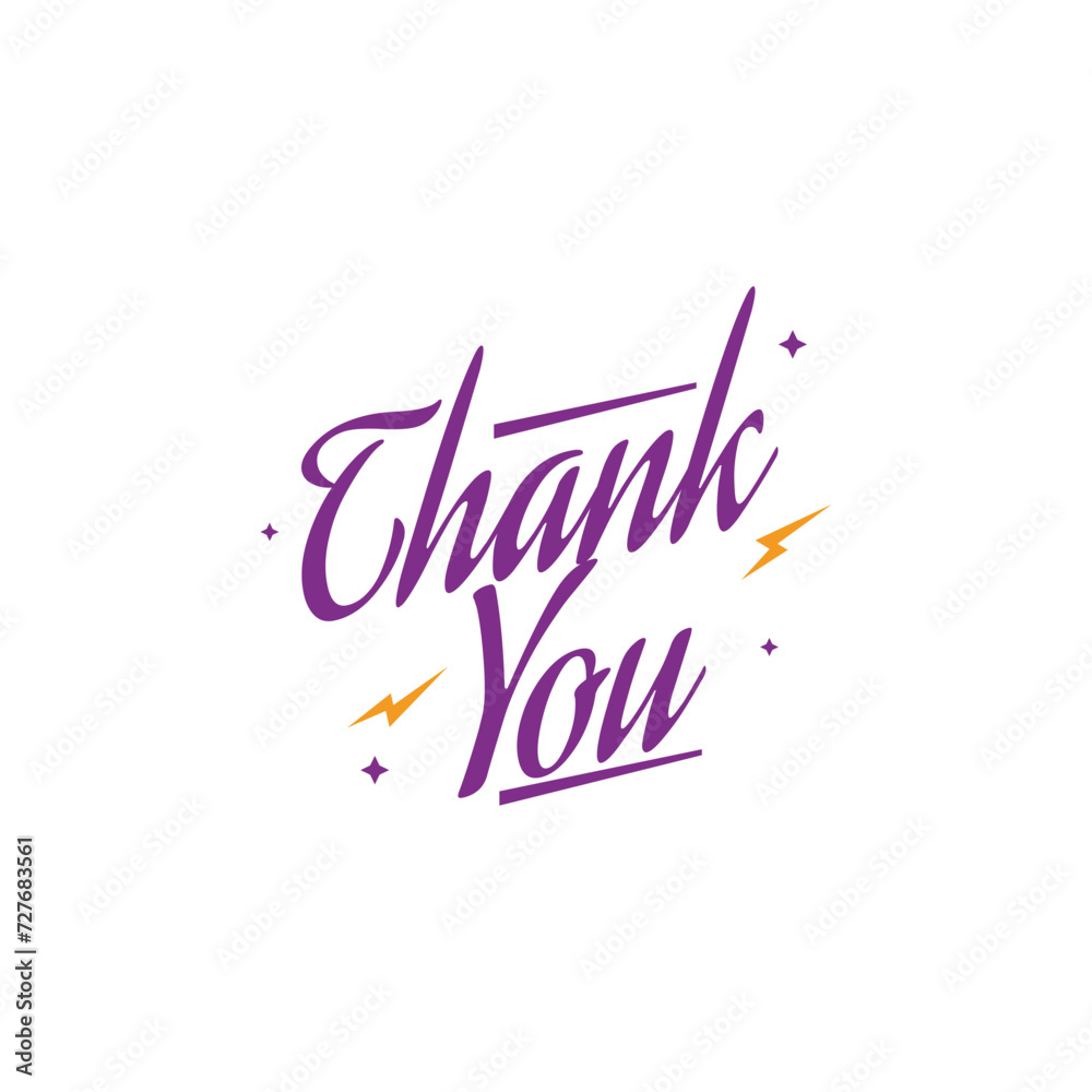 Vector illustration of thank you lettering perfect for greeting card template