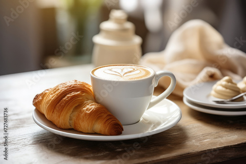 Fresh delicious croissant in a plate