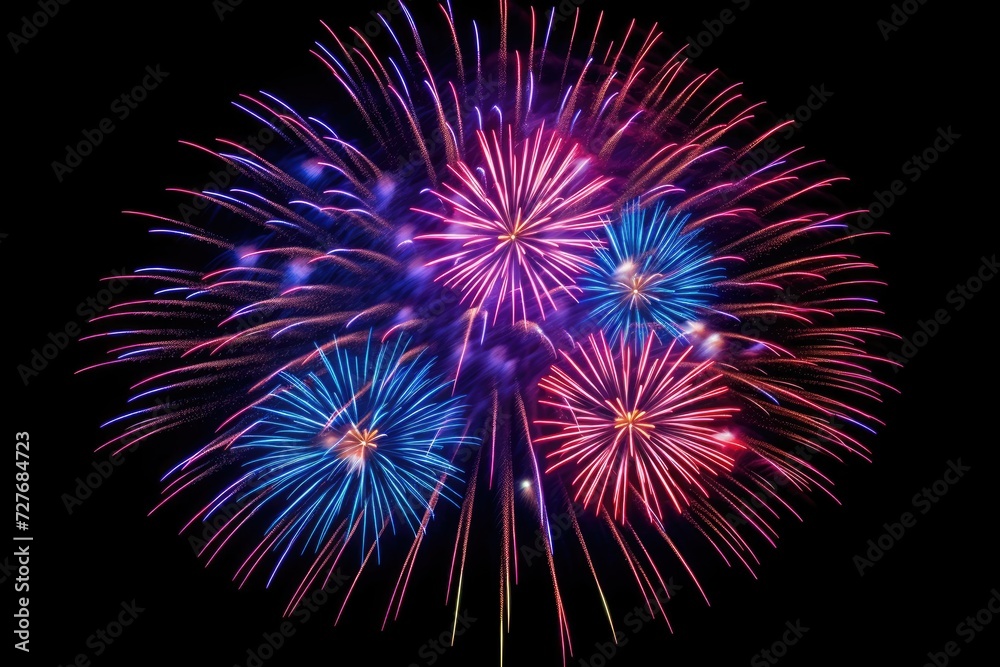 Holiday. A skyline with fireworks lights up the sky. Beautiful night view of the city landscape. Holidays, New Year celebration. Holiday. A skyline with fireworks lights up the sky. Beautiful night view of the city landscape. Holidays, New Year celebration.