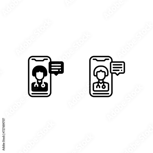 chat doctor online icon and illustration - vector