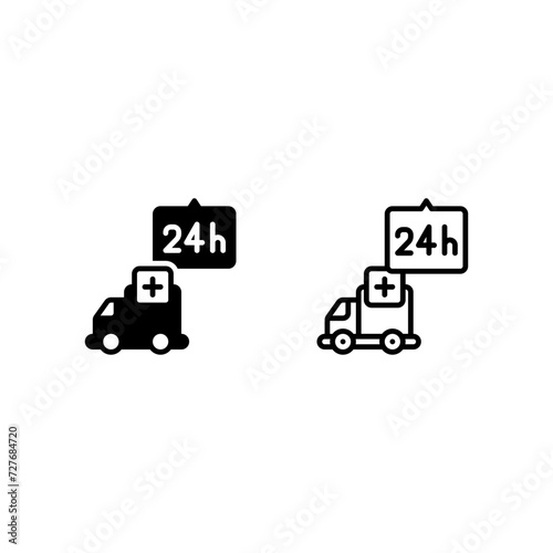 ambulance stand by 24 hours icon and illustration - vector