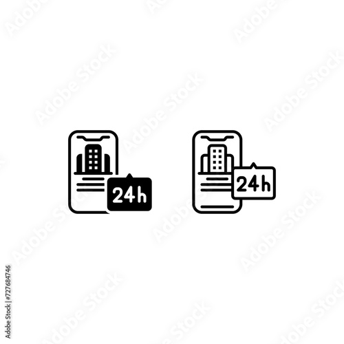24 hour hospital icon and illustration - vector