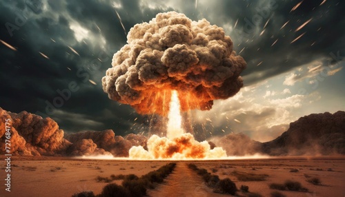 Mushroom Shaped Cloud - Atomic Bomb Explosion - Bombing of Open Area © Eggy