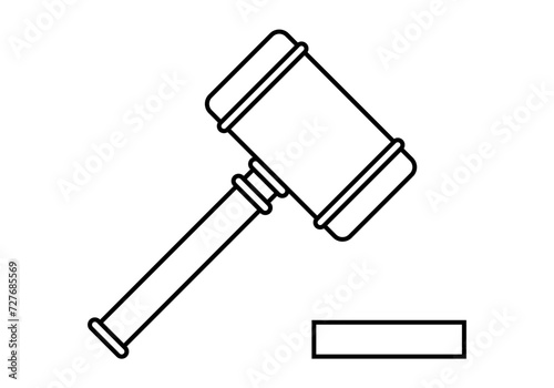 Icono de martillo de un juez en fondo blanco.
