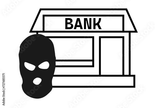 Icono negro de banco y un ladrón.