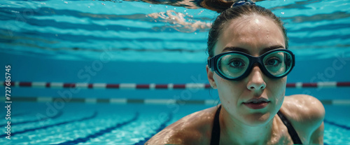 woman underwater in pool