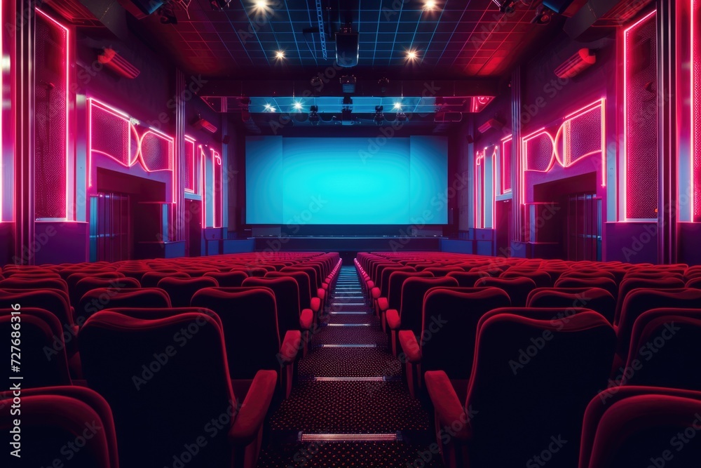 Movie cimena neon color background. 