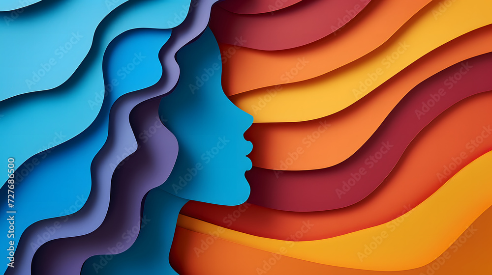 colorful Paper Cut-Out Illustration of a Woman colorful Paper Cut-Out Illustration of a Woman