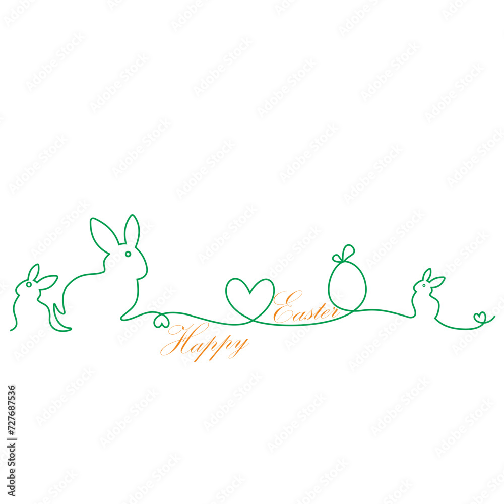 Happy Easter bunny greeting card in simple one line style with text celebration word sign. Copy space. Rabbit vector illustration. Black and white minimal concept
Happy Easter bunny greeting card in simple one line style with text celebration word sign. Copy space. Rabbit vector illustration. Black and white minimal concept