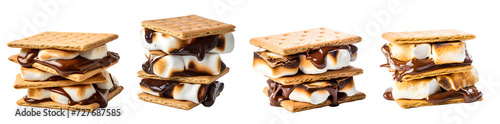 smores isolated on a transparent PNG background, white background , Generative Ai