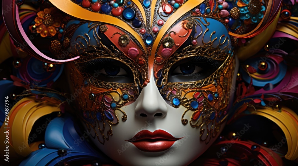 Colorful carnival festival background. Carnival mask for the holiday