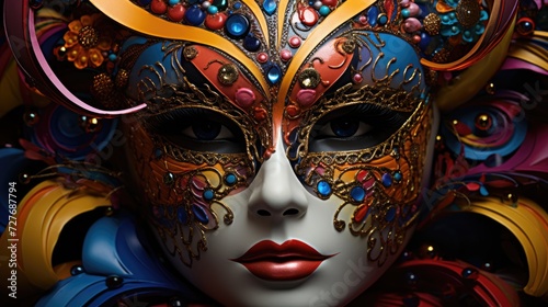 Colorful carnival festival background. Carnival mask for the holiday