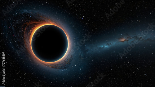 a black hole in the sky with a star in the background and a black hole in the middle of the image, space