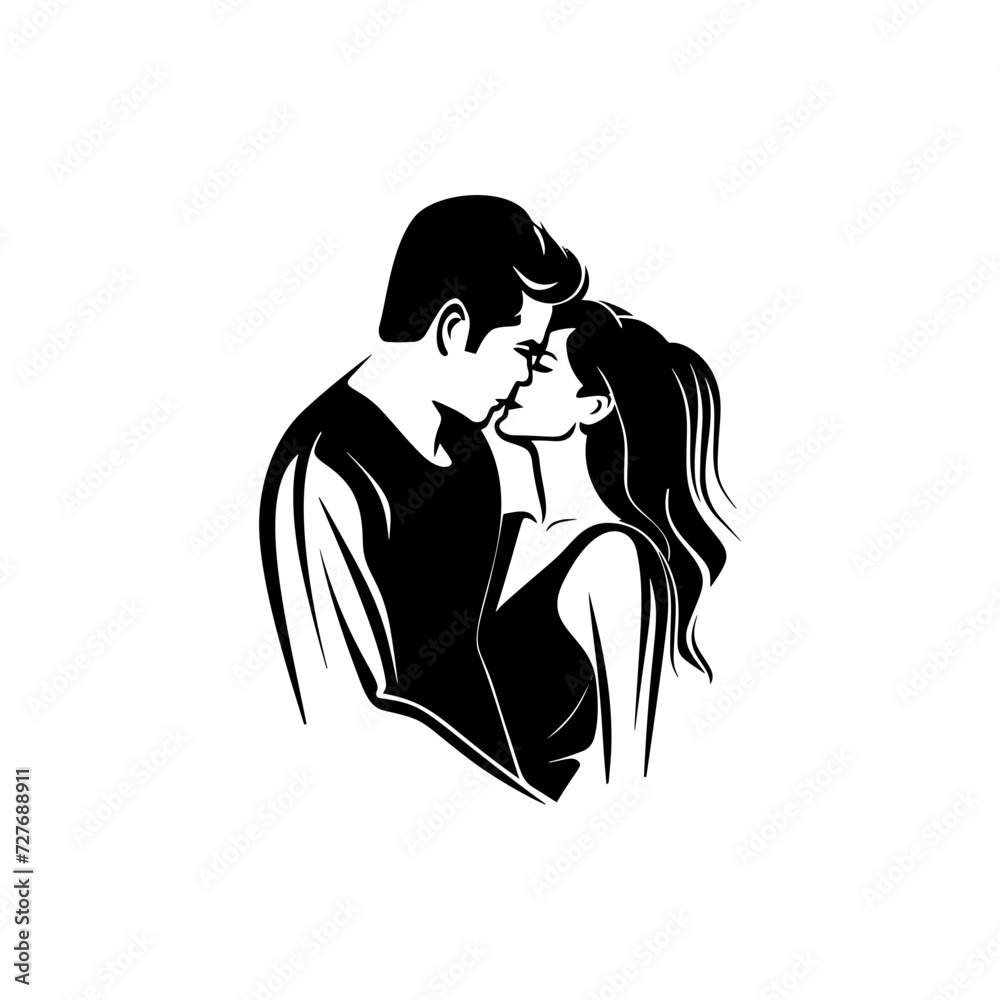 man woman couple kissing silhouette
